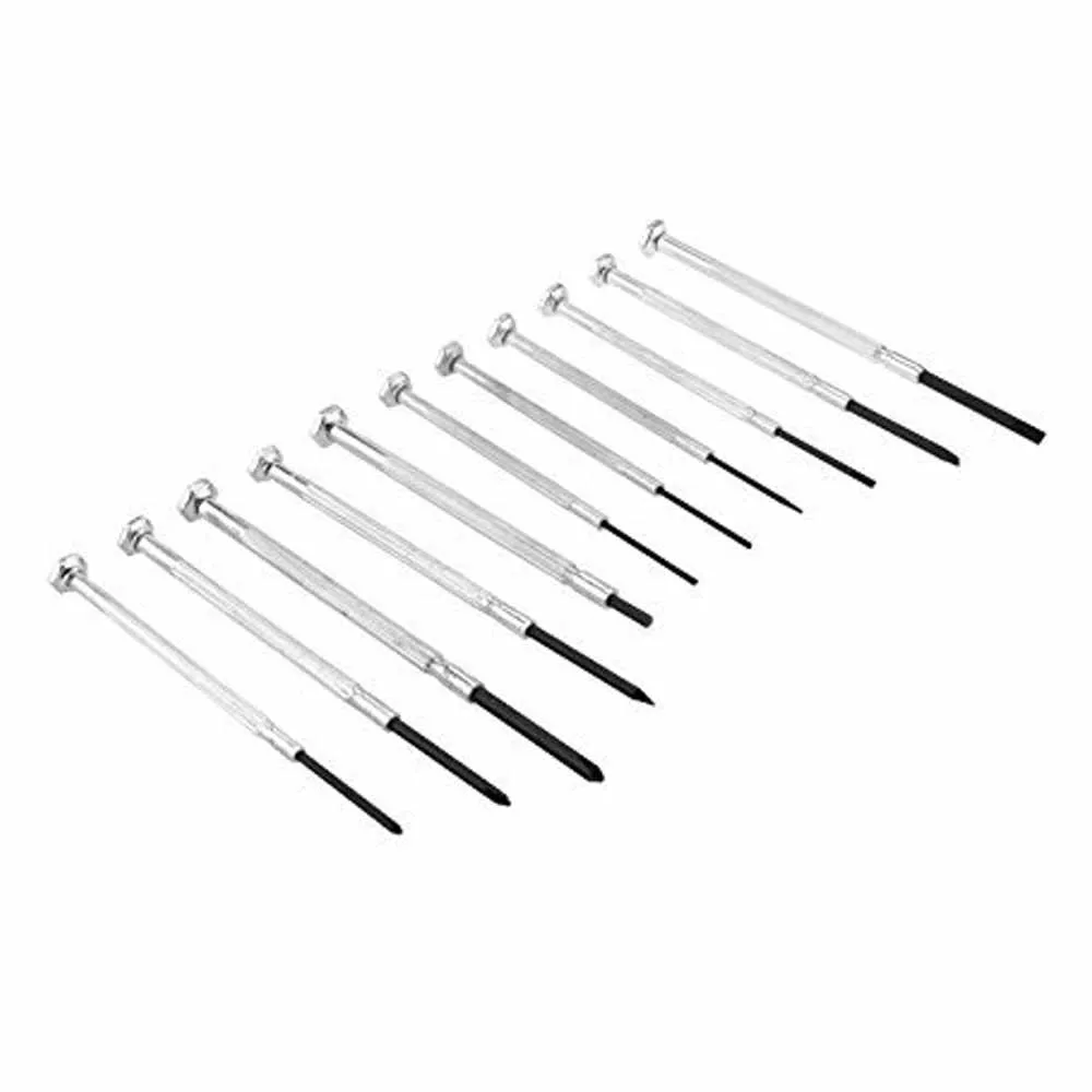 11 Pc Small Precision Tip Screwdriver Set Kit Cross Flat Slot Slotted Head Set