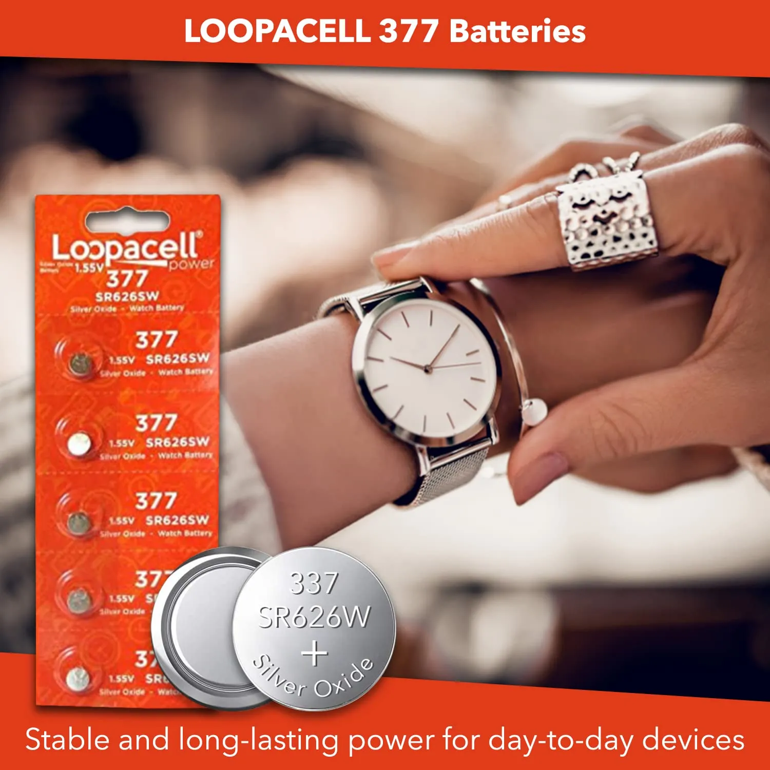 377/376 / SR626W / SR626SW / Silver Oxide Watch Batteries (Pack of 5) - 1.55V Long Lasting Coin Cell Battery for Watches, Toys, Decorations, Wristwatches, Remote Control, Mini Radio 5 Count (Pack of 1)