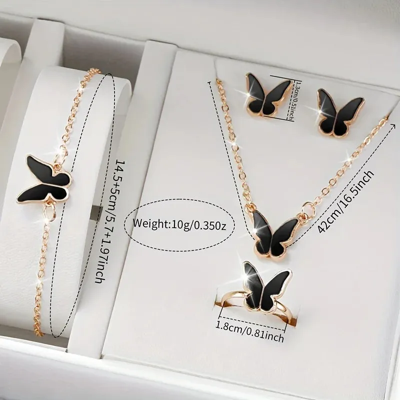 6 Piece Butterfly Watch Set Silicone Band - Without Box