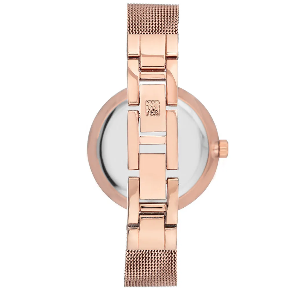 Anne Klein Swarovski Crystal Rose Gold Mesh Women's Watch - AK3000RGRG