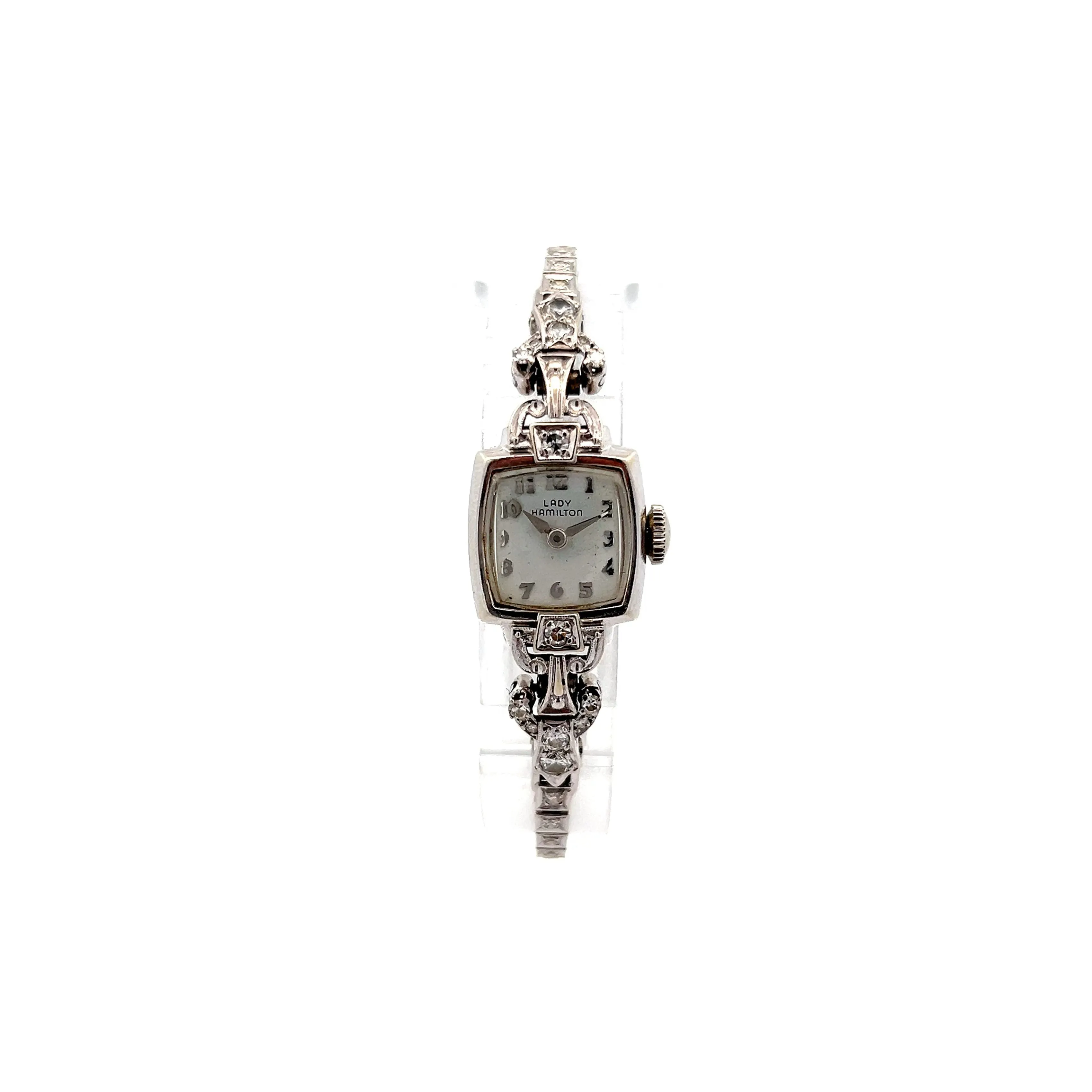 Antique Art Deco Hamilton Ladies Watch in 14k White Gold