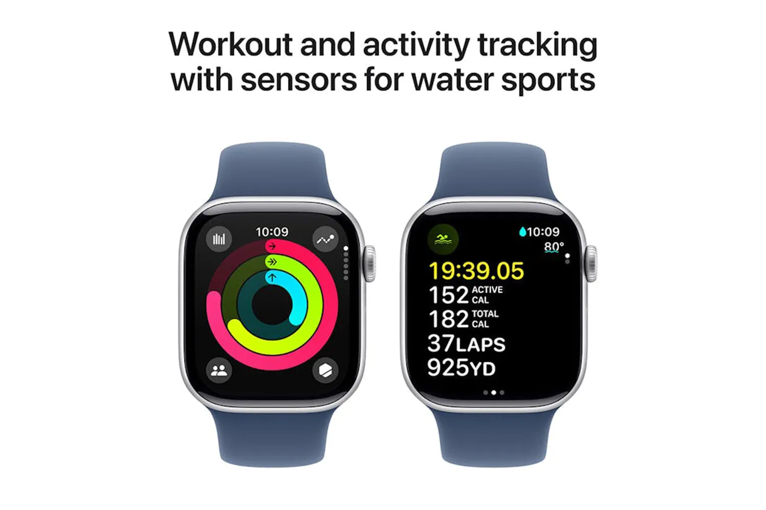 Apple Watch Series 10 | 46mm | Silver Aluminium Case Denim Sport Band M/L