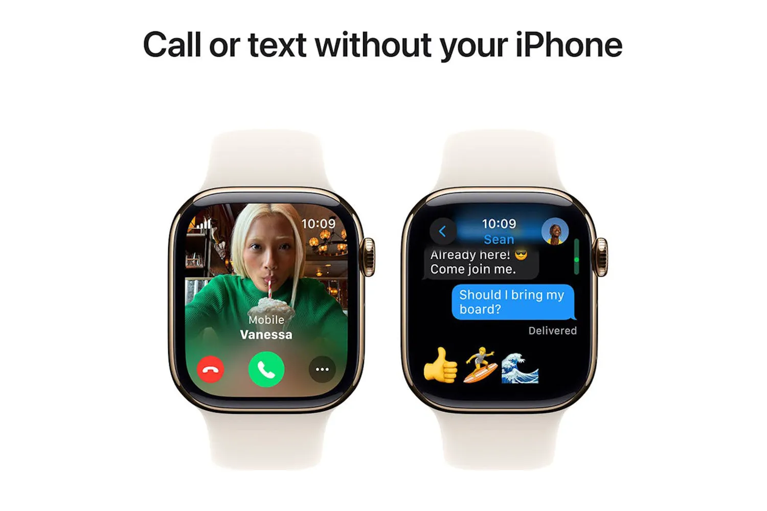 Apple Watch Series 10 GPS   Cellular | 42mm | Gold Titanium Case with Starlight Sport Band M/L