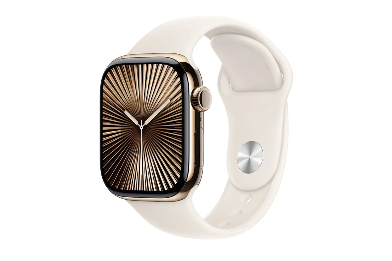 Apple Watch Series 10 GPS   Cellular | 42mm | Gold Titanium Case with Starlight Sport Band M/L