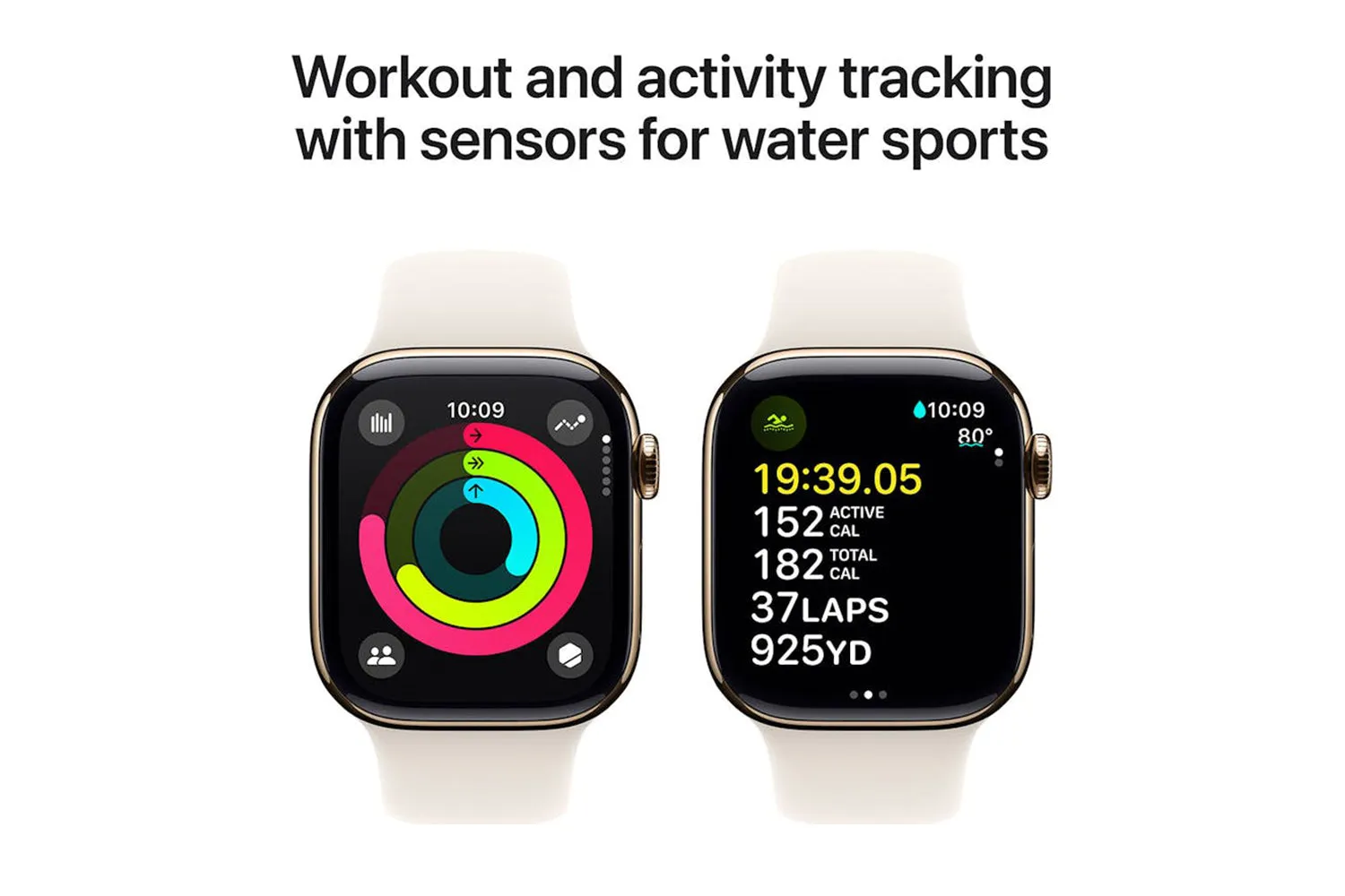 Apple Watch Series 10 GPS   Cellular | 42mm | Gold Titanium Case with Starlight Sport Band M/L