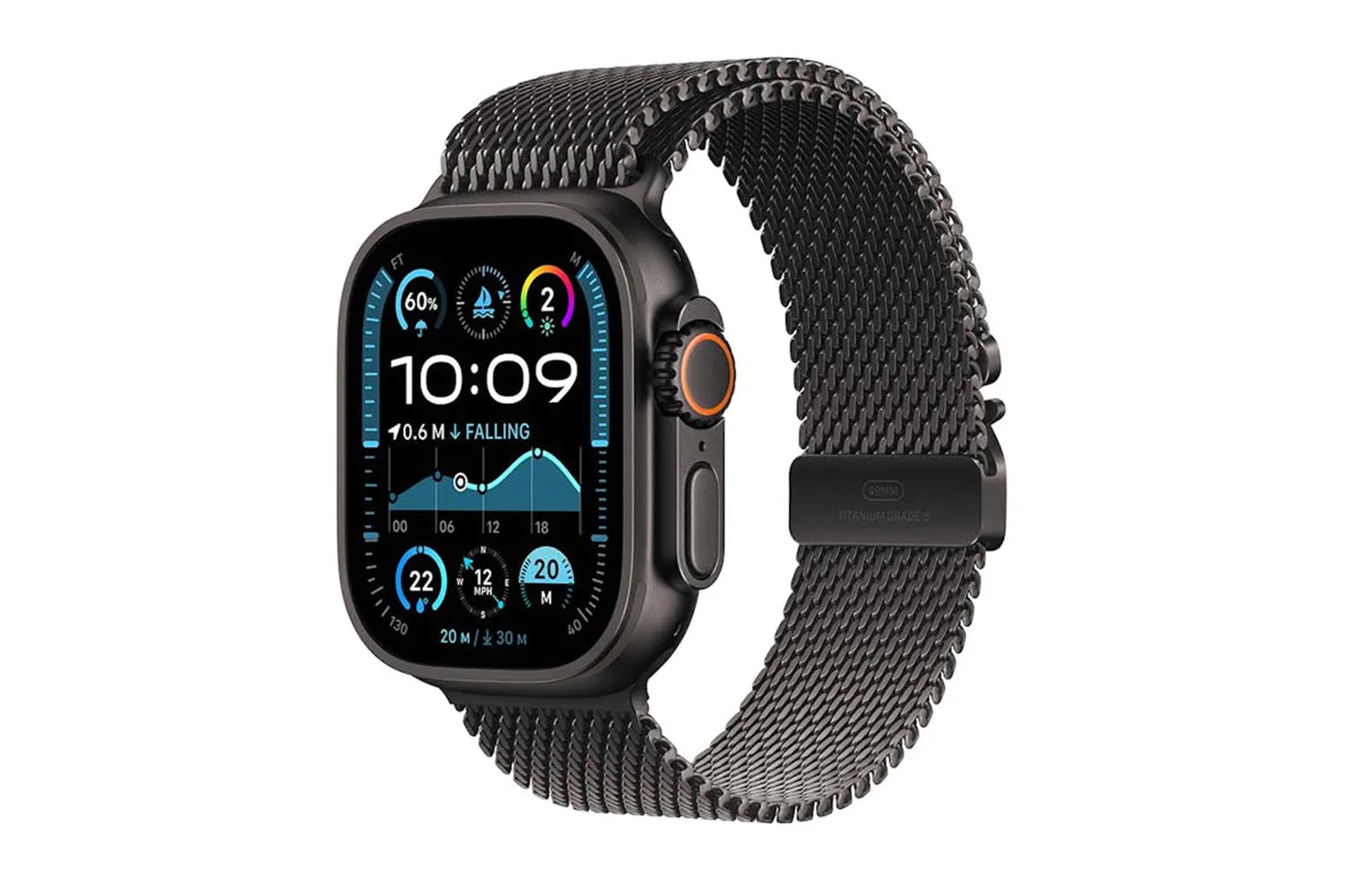 Apple Watch Ultra 2 GPS   Cellular | 49mm | Black Titanium Case with Black Titanium Milanese Loop Medium