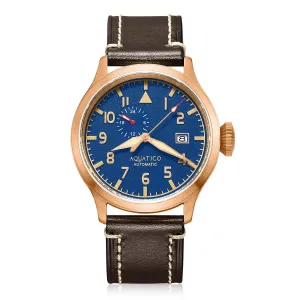 Aquatico Big Pilot 43mm Bronze Blue Dial Watch