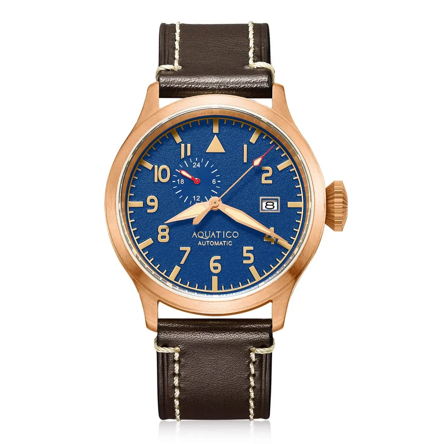 Aquatico Big Pilot 43mm Bronze Blue Dial Watch