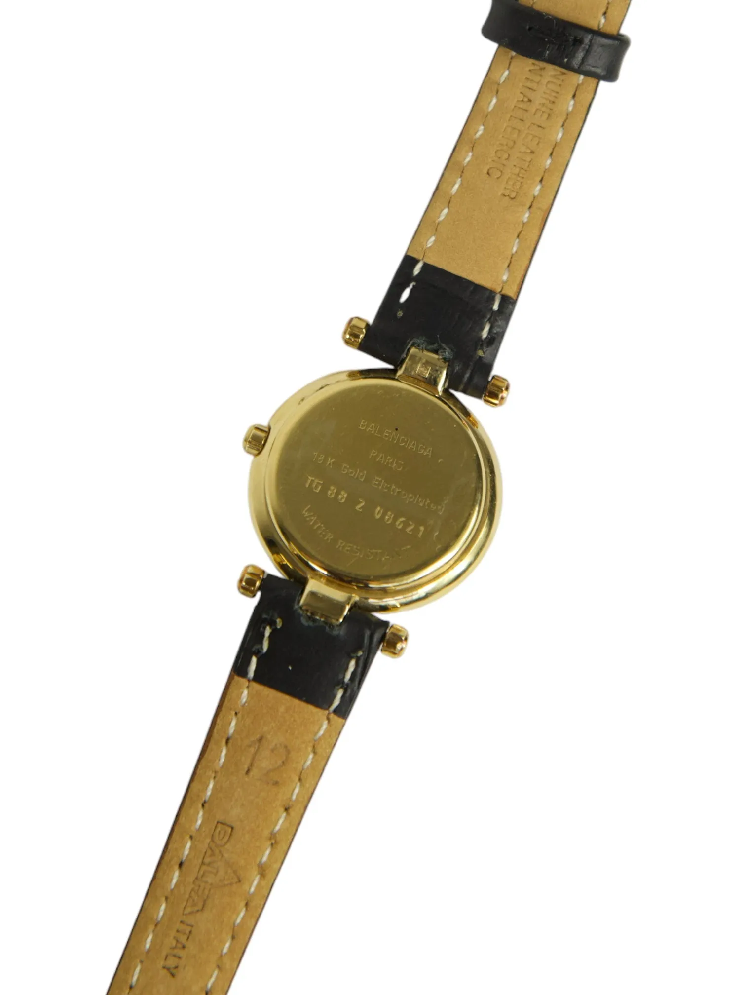 Balenciaga Model 621 Black Strap Gold Watch