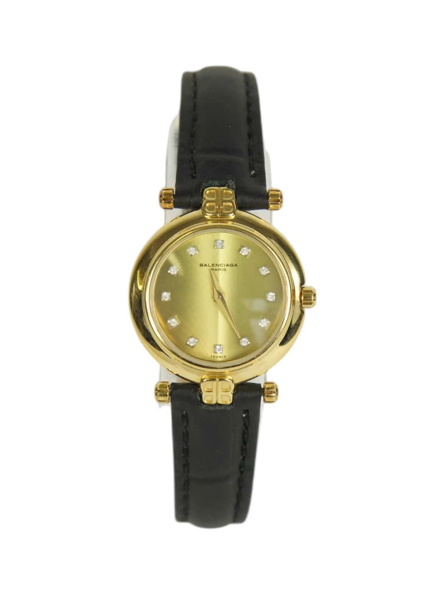 Balenciaga Model 621 Black Strap Gold Watch