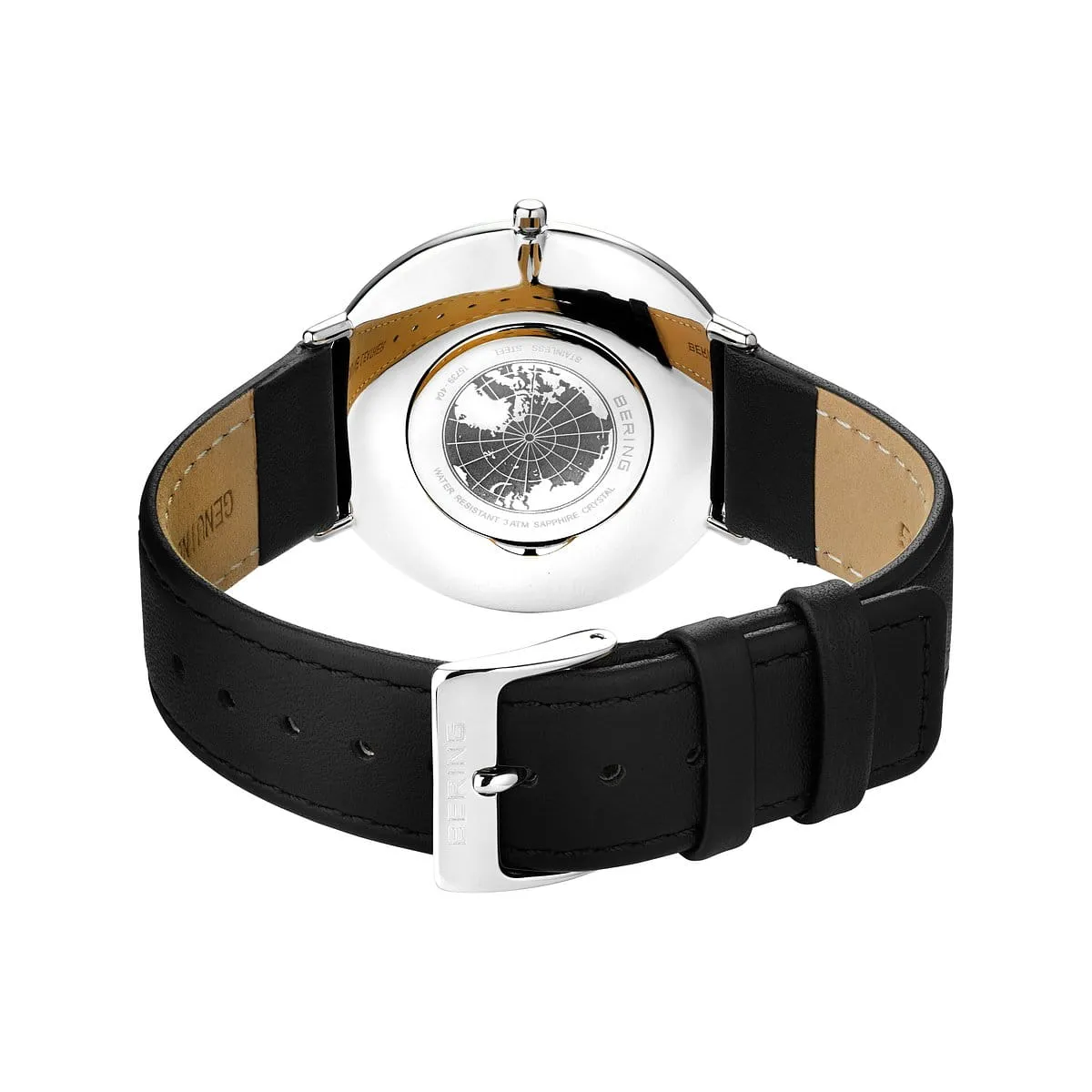 Bering Classic Black Strap Watch with White Dial