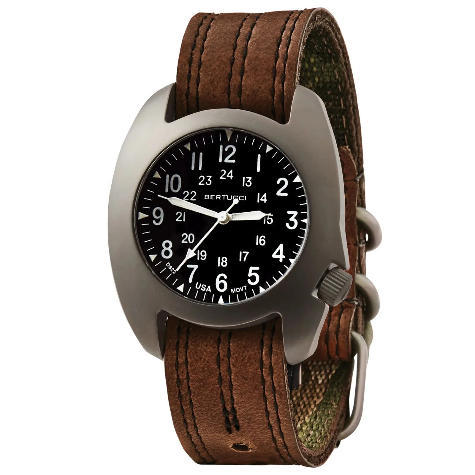 Bertucci D-3T Retroform Epic Men's Black Dial Flint Brown Pantera Six Leather Band Analog Quartz Watch - 17020