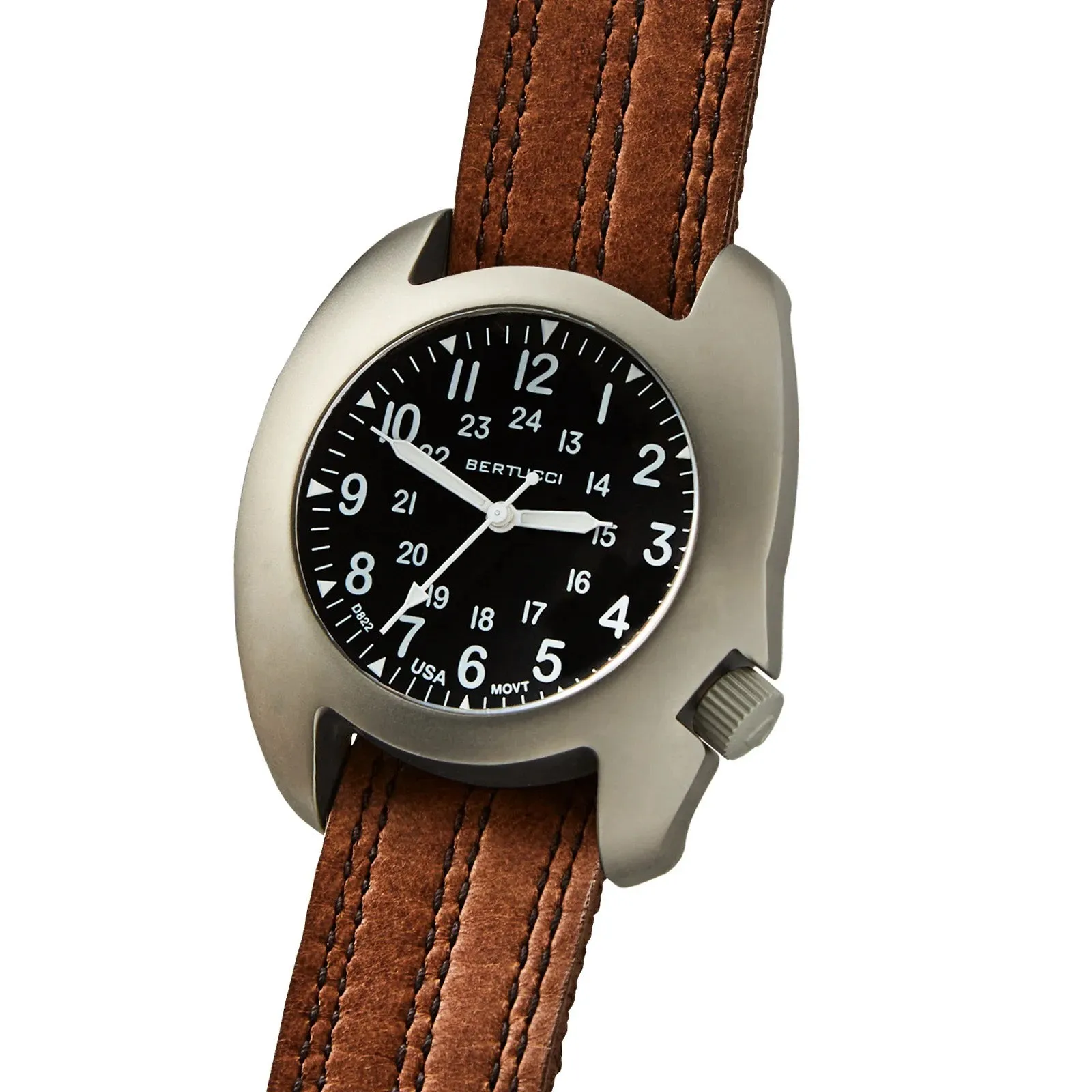Bertucci D-3T Retroform Epic Men's Black Dial Flint Brown Pantera Six Leather Band Analog Quartz Watch - 17020
