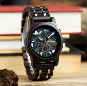 BOBOBIRD CAMO WOODEN WATCH WITH MULTIFUNCTION