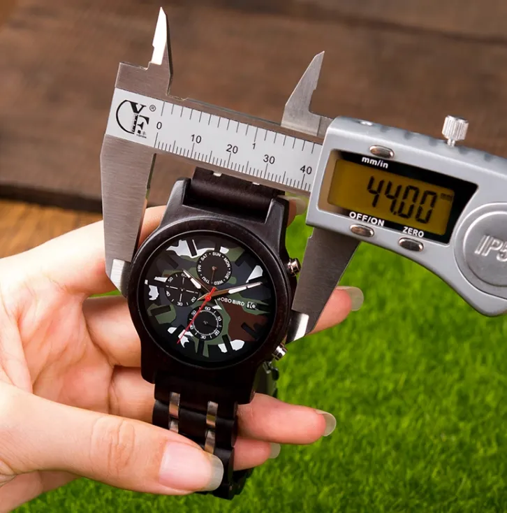 BOBOBIRD CAMO WOODEN WATCH WITH MULTIFUNCTION