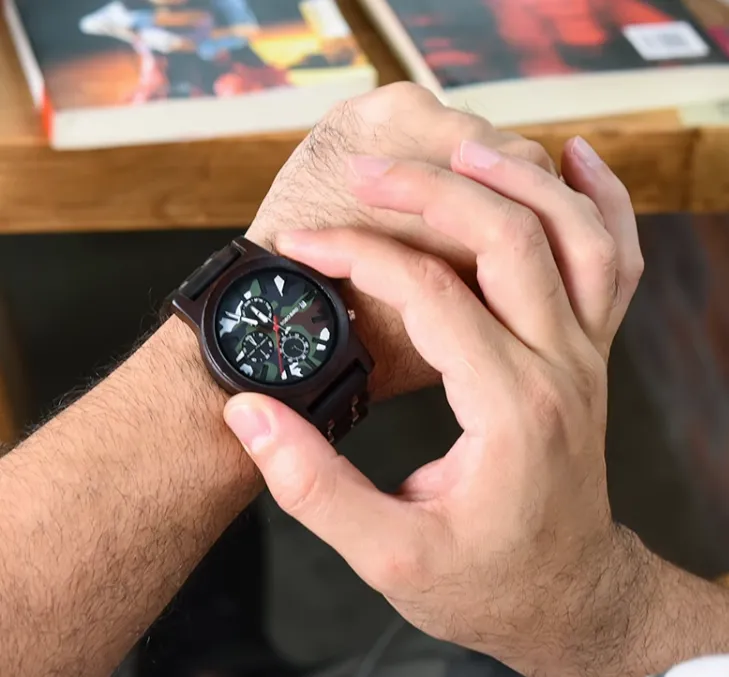 BOBOBIRD CAMO WOODEN WATCH WITH MULTIFUNCTION