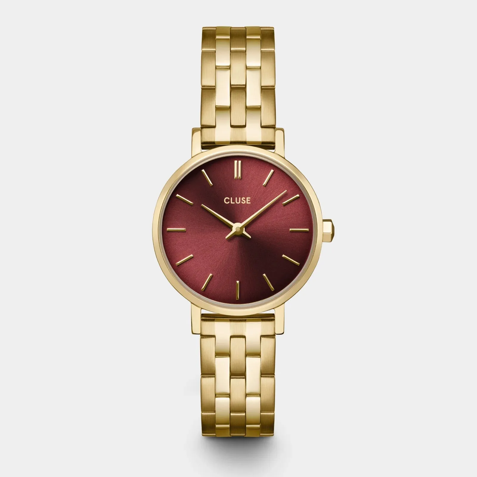 Boho Chic Petite Steel Watch, Dark Cherry, Gold