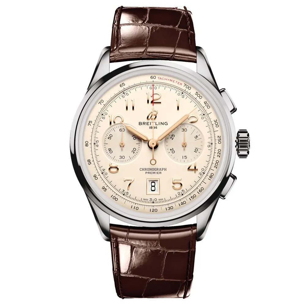 Breitling Premier B01 Chronograph 42mm Cream Dial Automatic Gents Watch AB0145211G1P1