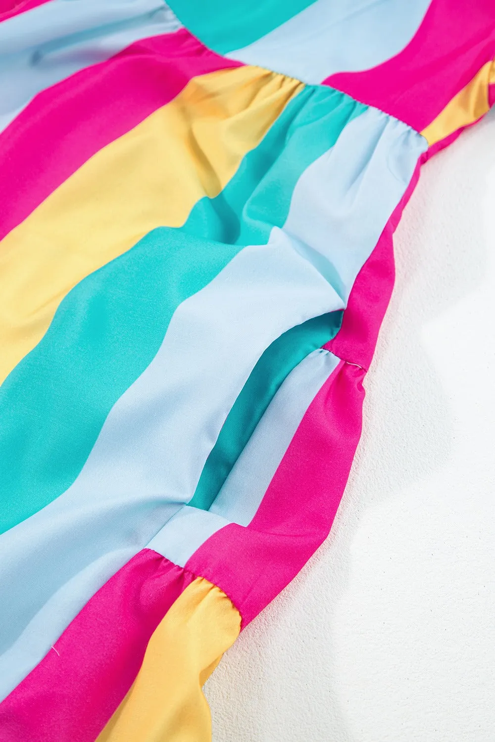 Bright Color Block Half Sleeve Mini Dress
