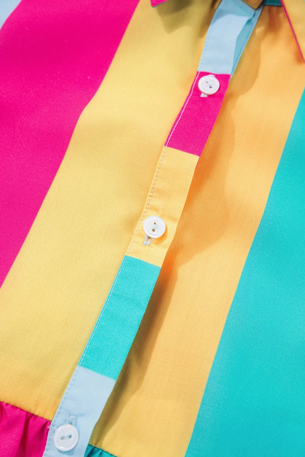 Bright Color Block Half Sleeve Mini Dress