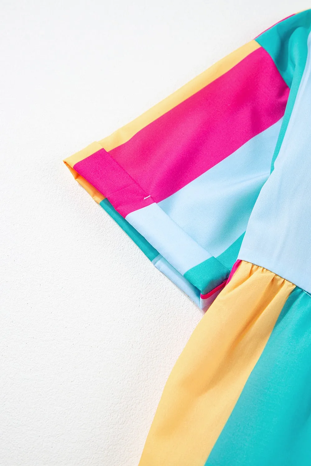 Bright Color Block Half Sleeve Mini Dress