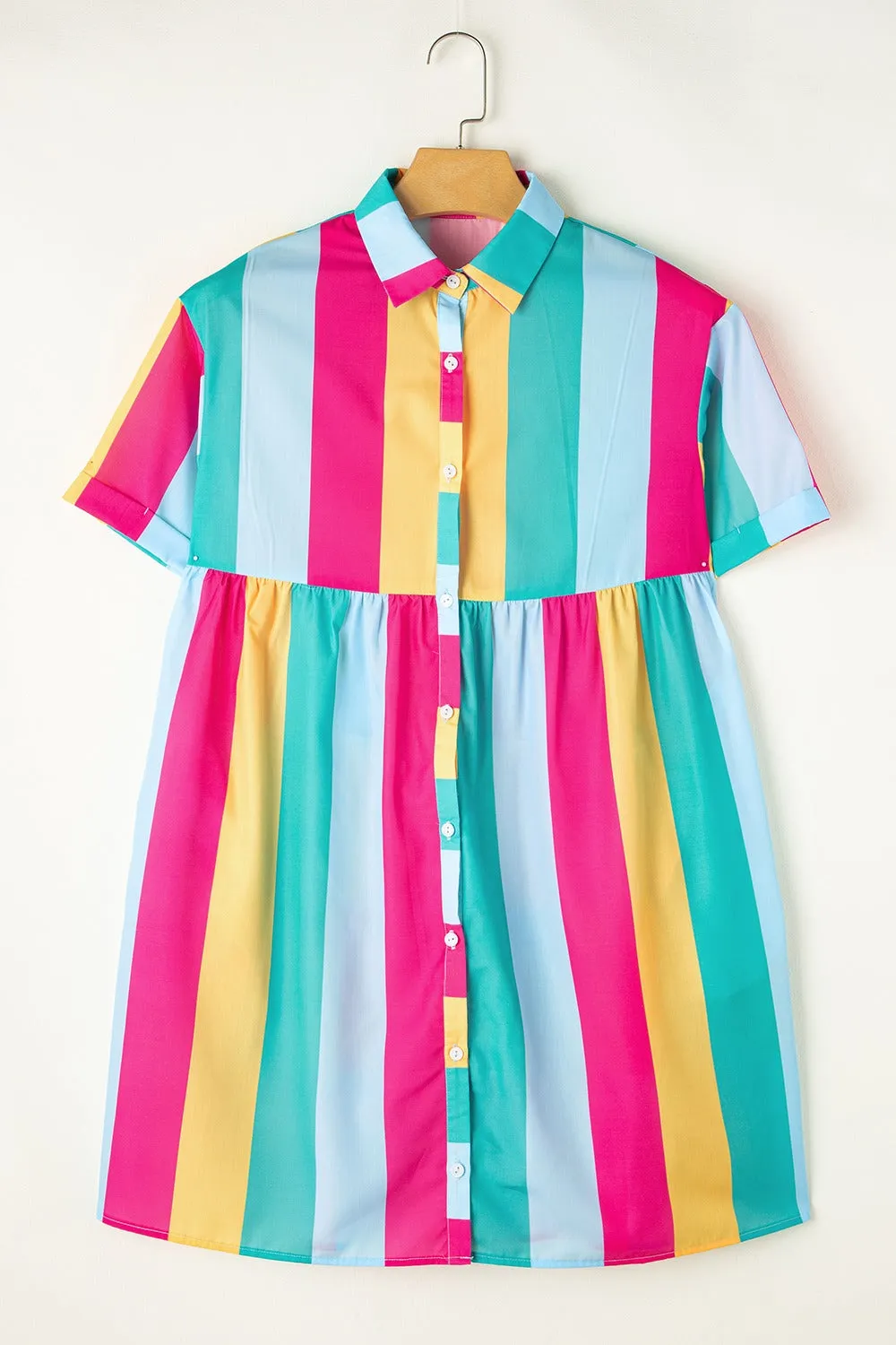 Bright Color Block Half Sleeve Mini Dress
