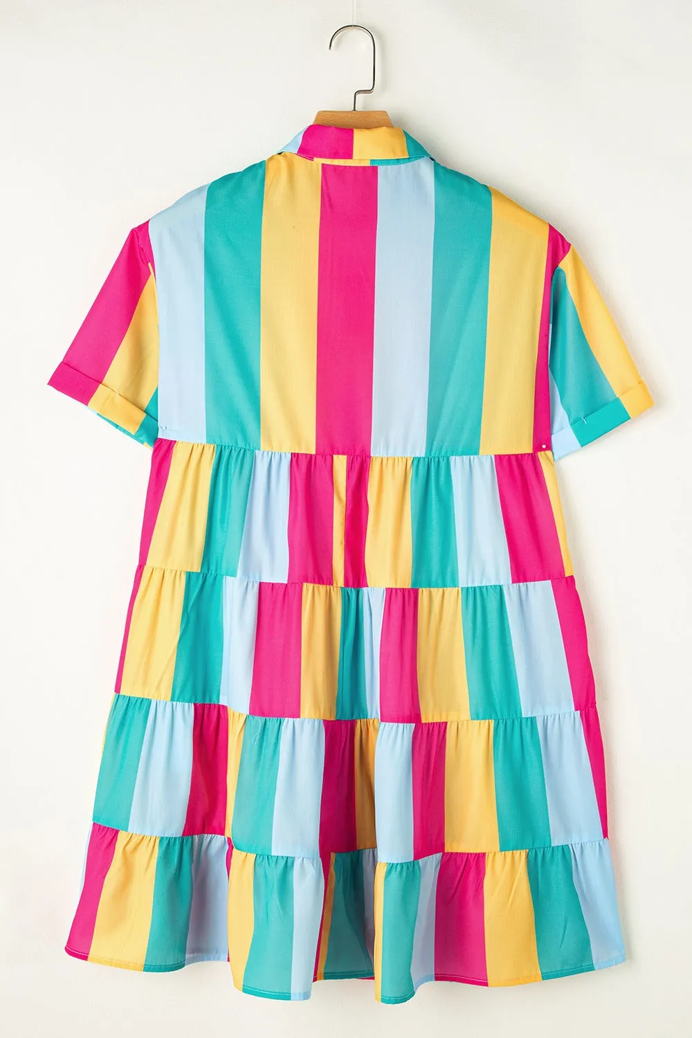 Bright Color Block Half Sleeve Mini Dress