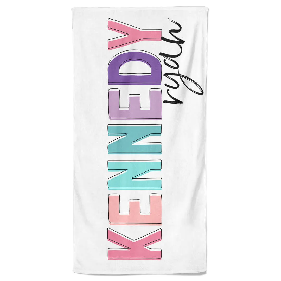 Bright Color Block Personalized Kids Beach Towel
