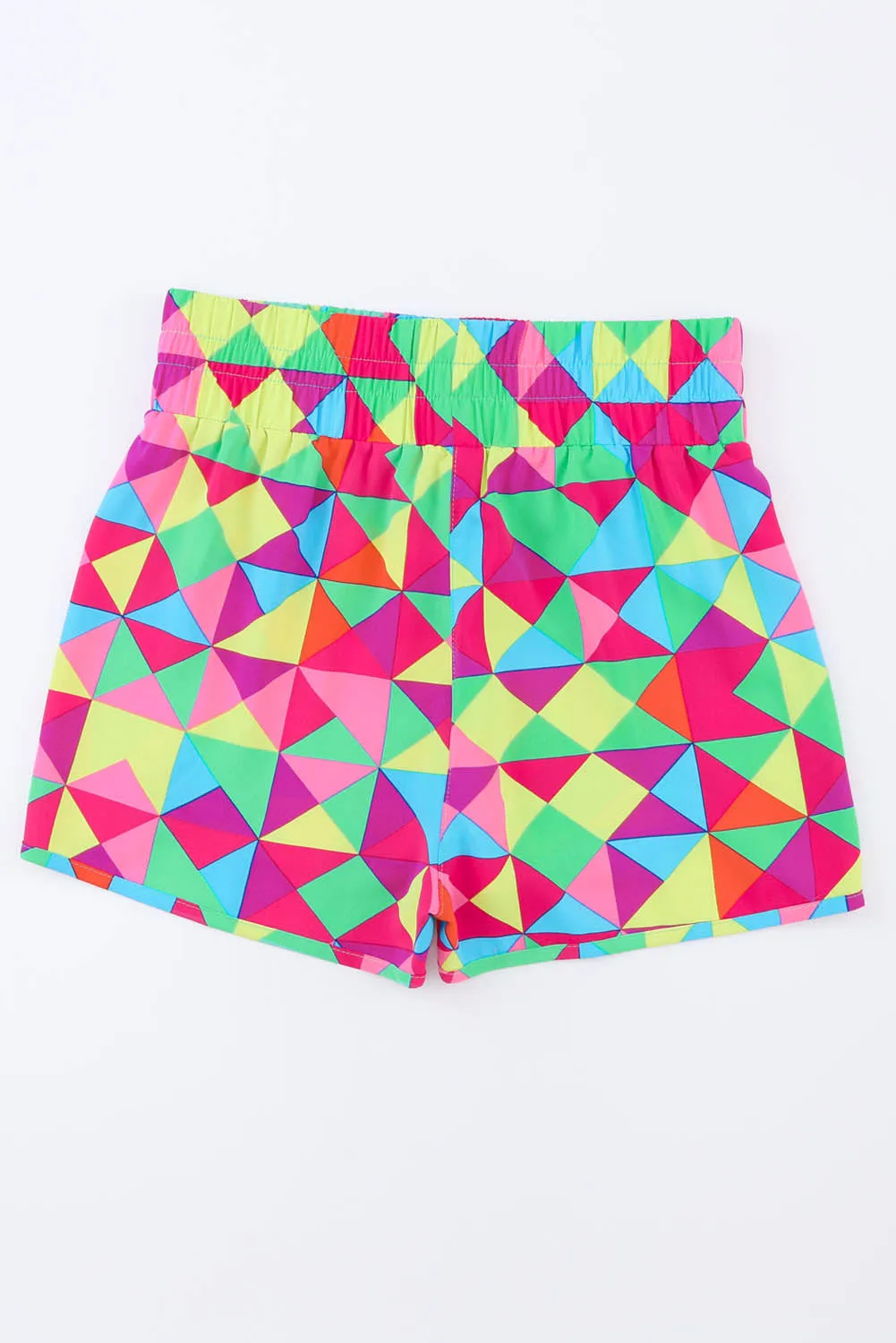 Bright Multi Color Block Elastic Waist Shorts