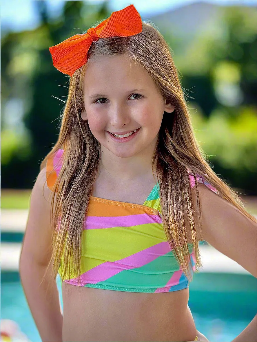 Bright Rays Of Color Flutter Bikini Swimsuit