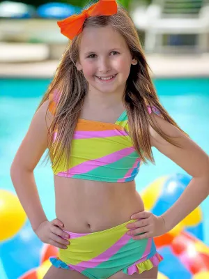 Bright Rays Of Color Flutter Bikini Swimsuit