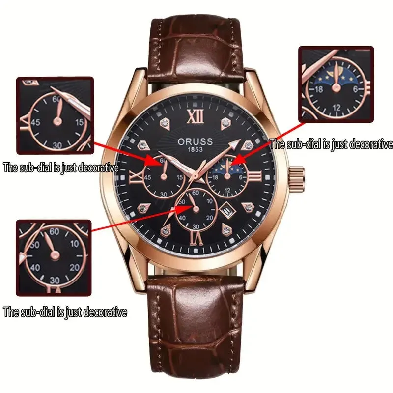 Brown Leather Fashion Quartz Wrist Watch