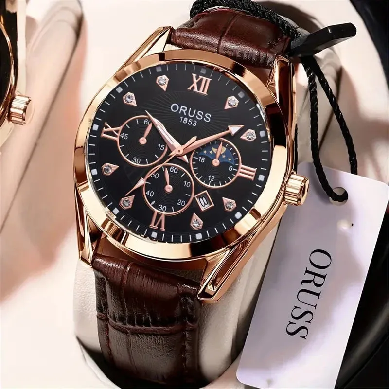 Brown Leather Fashion Quartz Wrist Watch