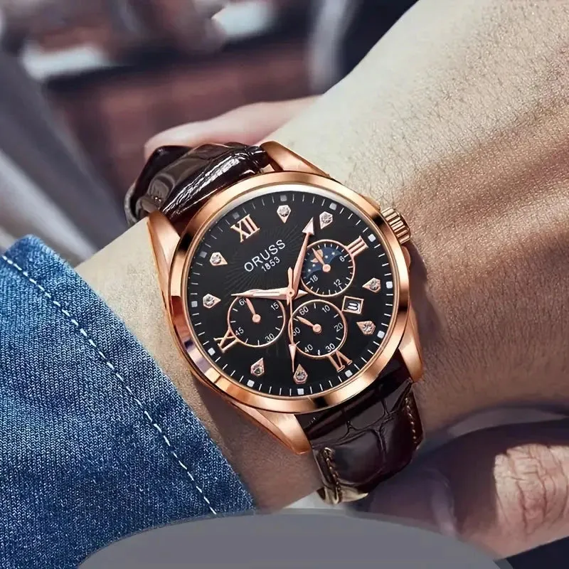 Brown Leather Fashion Quartz Wrist Watch
