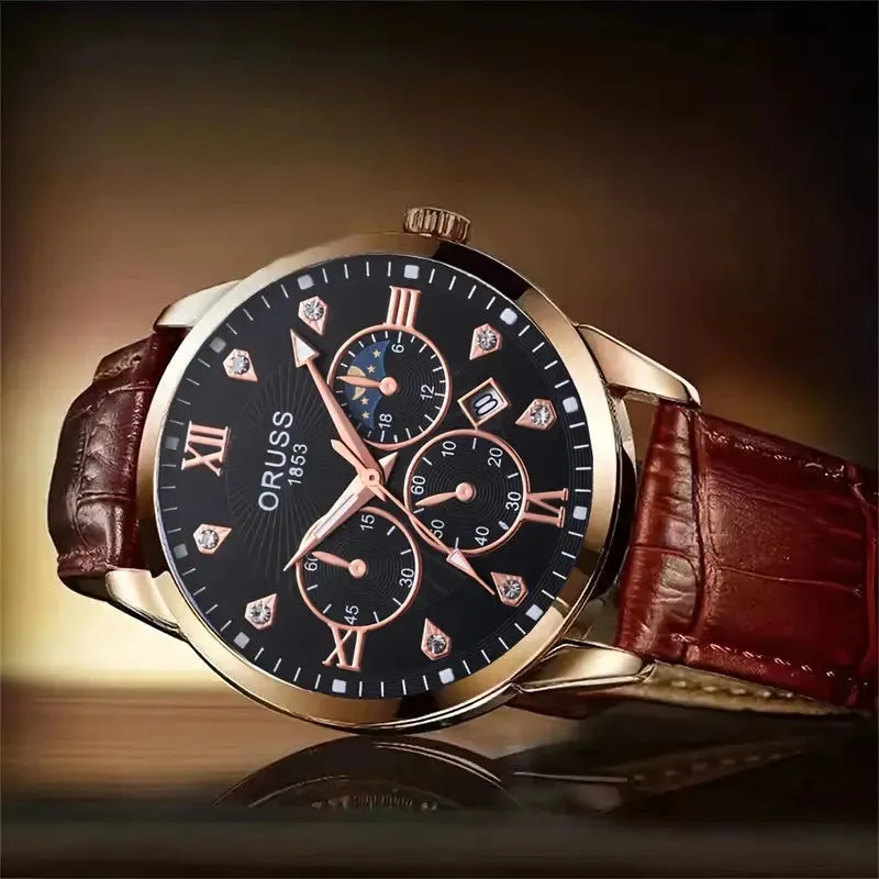 Brown Leather Fashion Quartz Wrist Watch