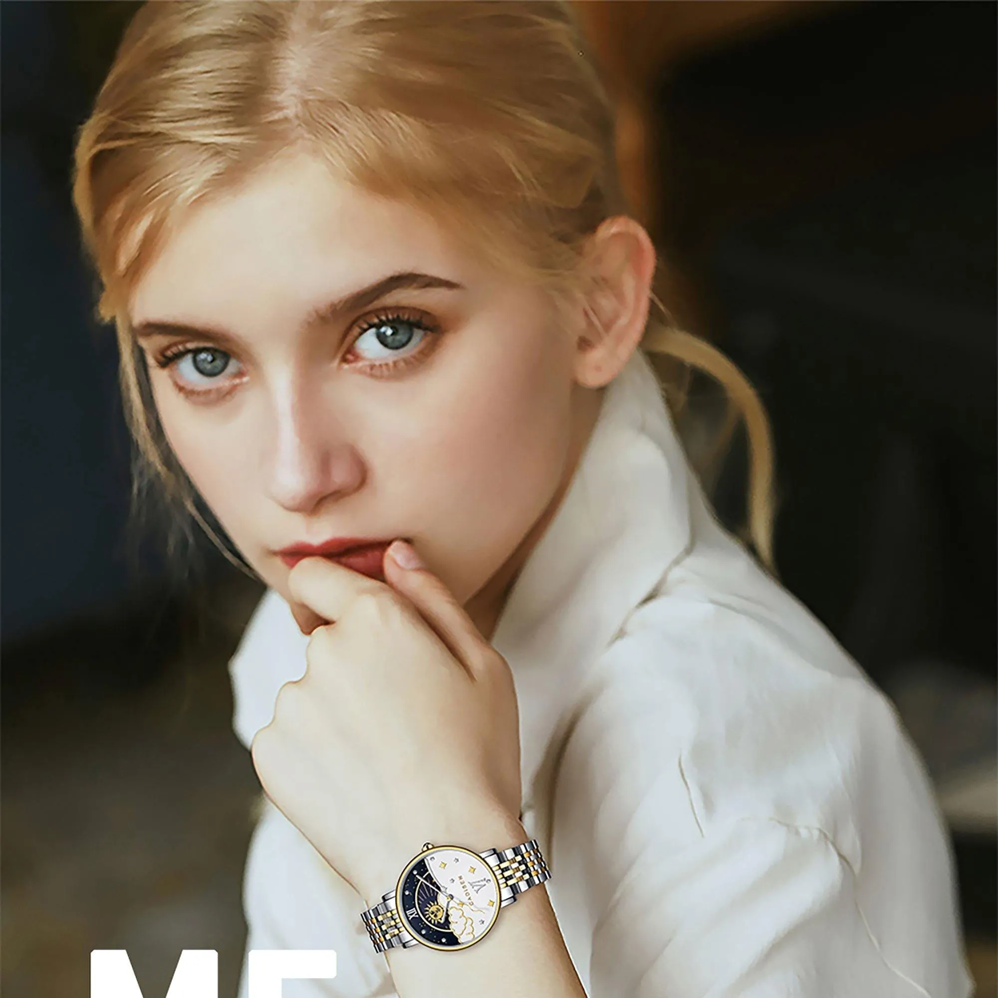 CADISEN New Women Gift Fashion Brand Quartz Wristwatch Ladies Luxury Rose Gold Watch Female Moon Phase Watch Relogio Feminino