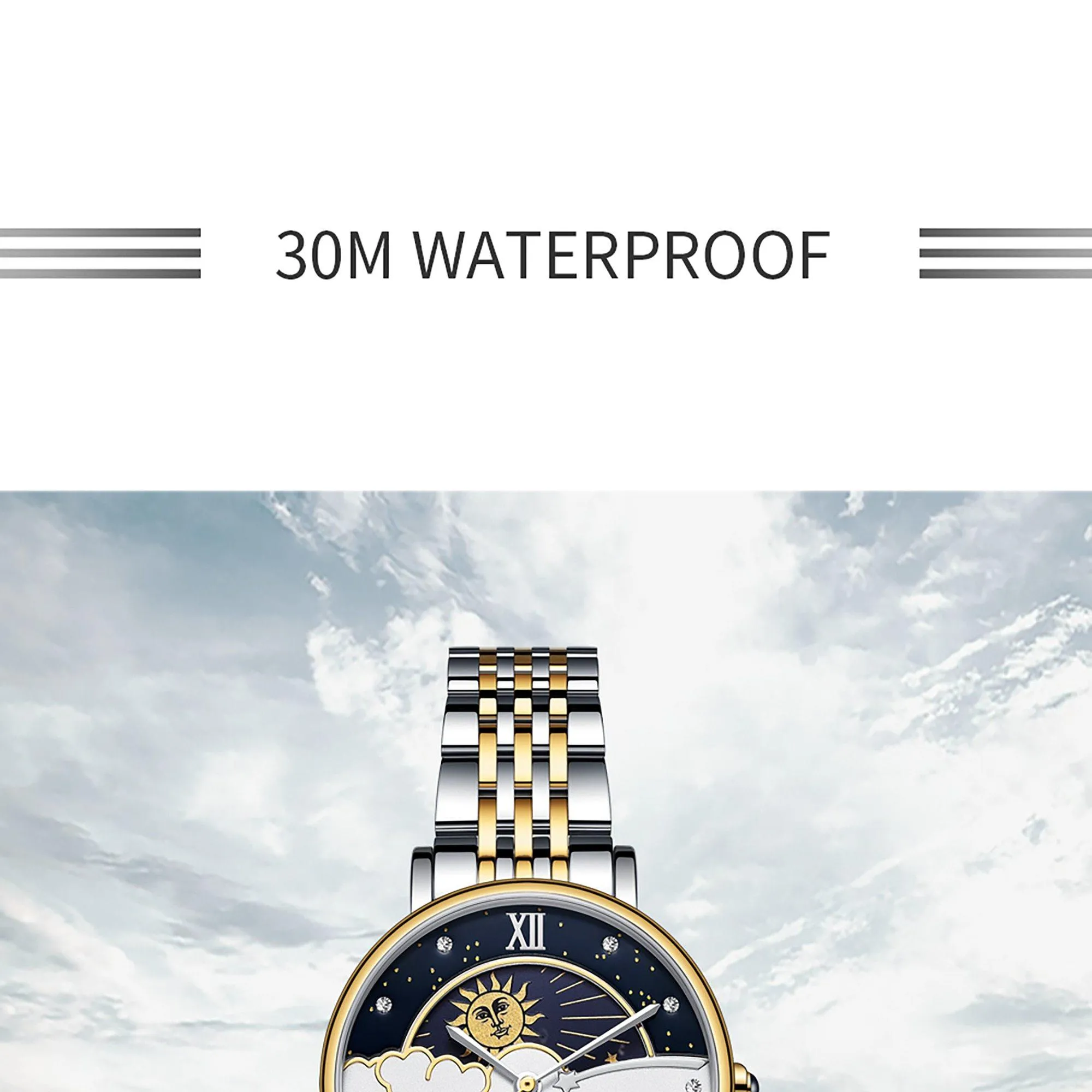 CADISEN New Women Gift Fashion Brand Quartz Wristwatch Ladies Luxury Rose Gold Watch Female Moon Phase Watch Relogio Feminino