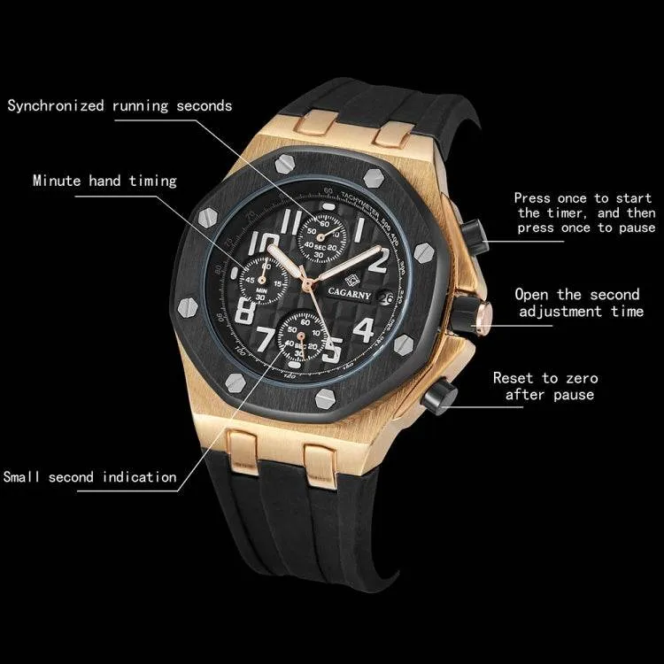 CAGARNY 6867 Multifunction Quartz Sports Watch with Six Needles for Men