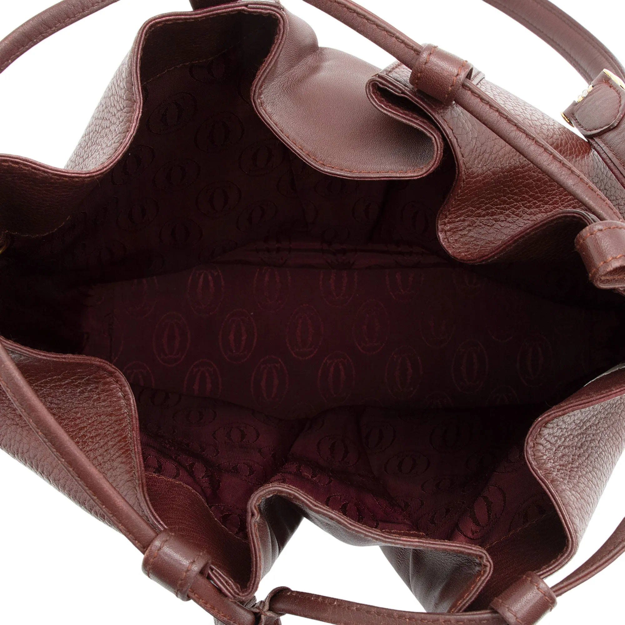 Cartier Vintage Leather Drawstring Bucket Bag (SHF-cB81do)