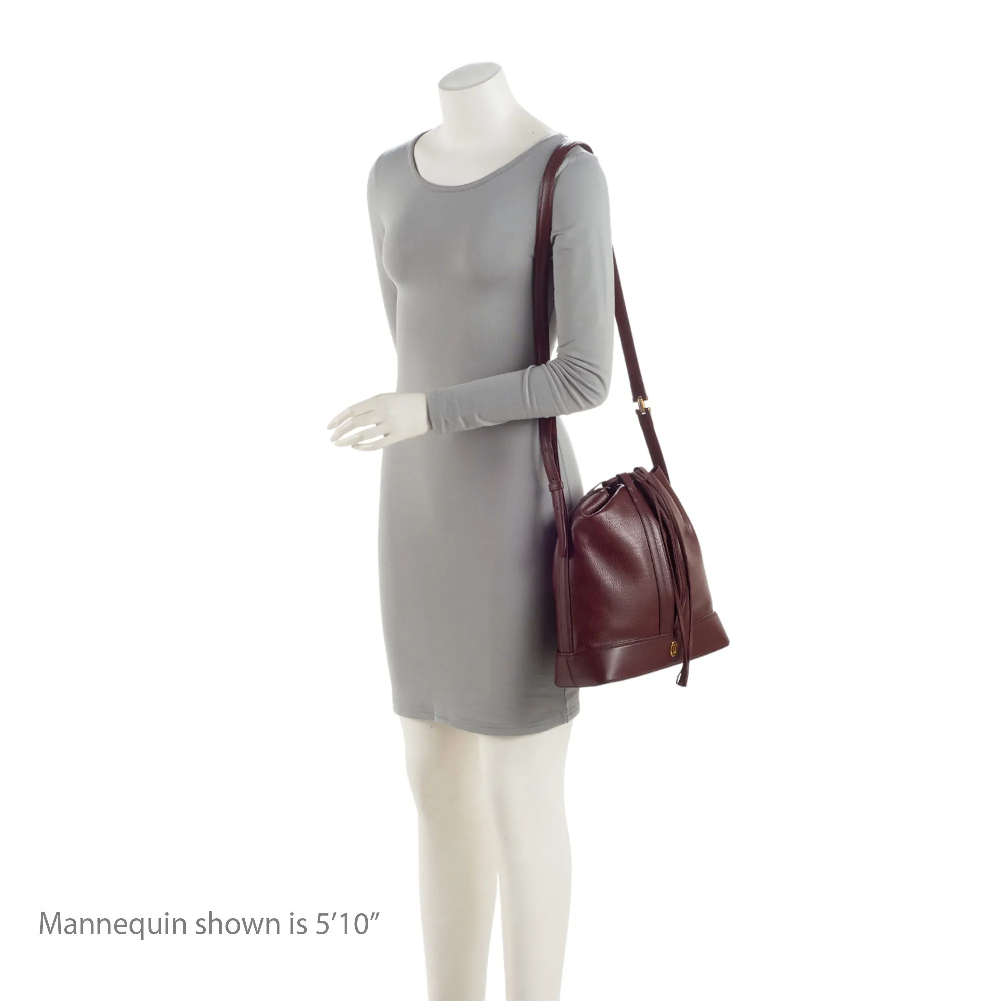 Cartier Vintage Leather Drawstring Bucket Bag (SHF-cB81do)