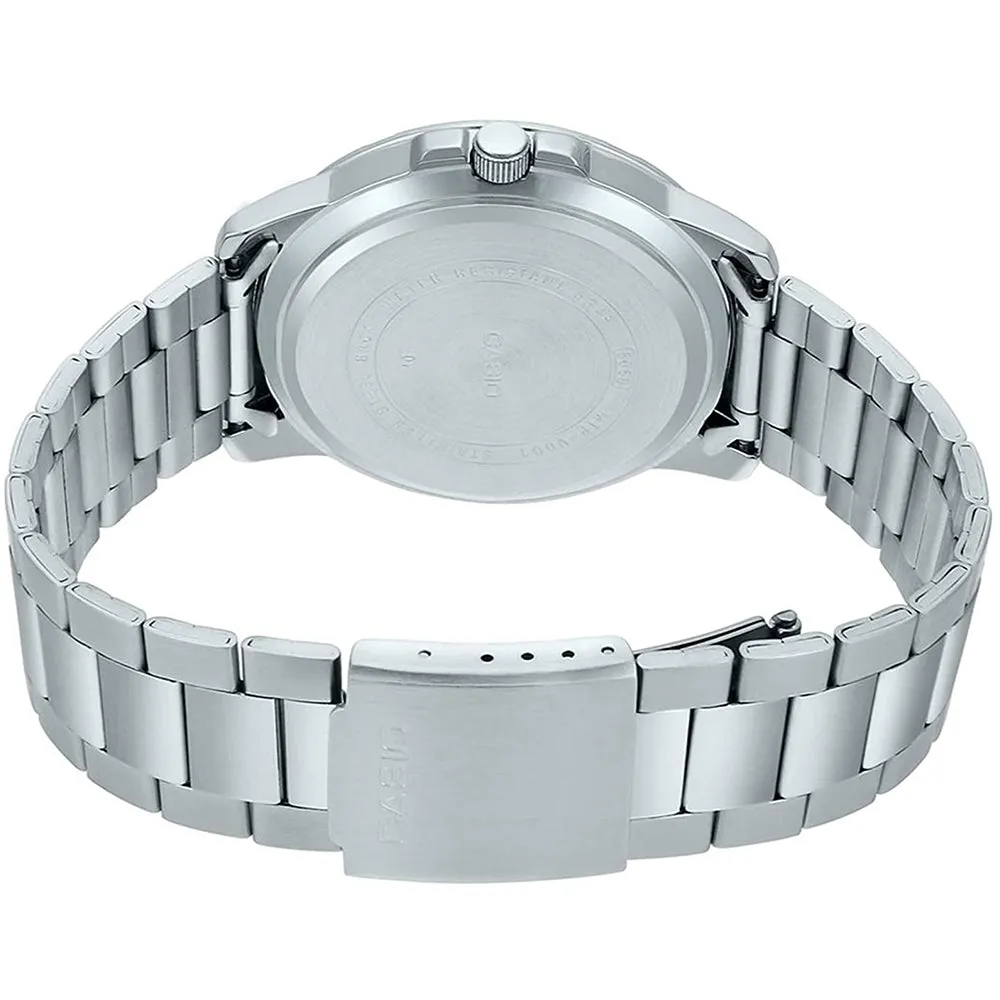 Casio Mens Enticer Silver Stainless Steel Black Dial Casual Analog Sporty Watch - MTP-VD01D-1EVUDF