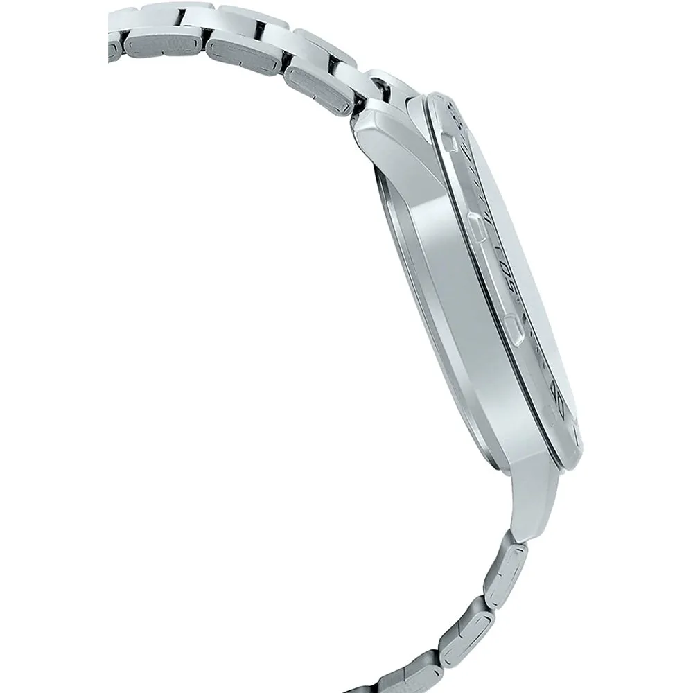 Casio Mens Enticer Silver Stainless Steel Black Dial Casual Analog Sporty Watch - MTP-VD01D-1EVUDF