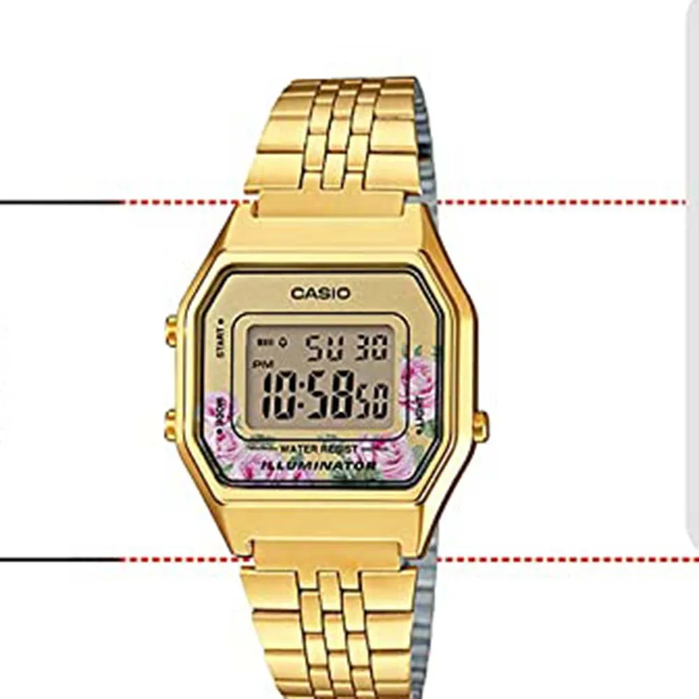 Casio Women's Gold Dial Stainless Steel Band Quartz Watch - LA680WGA-4CDF