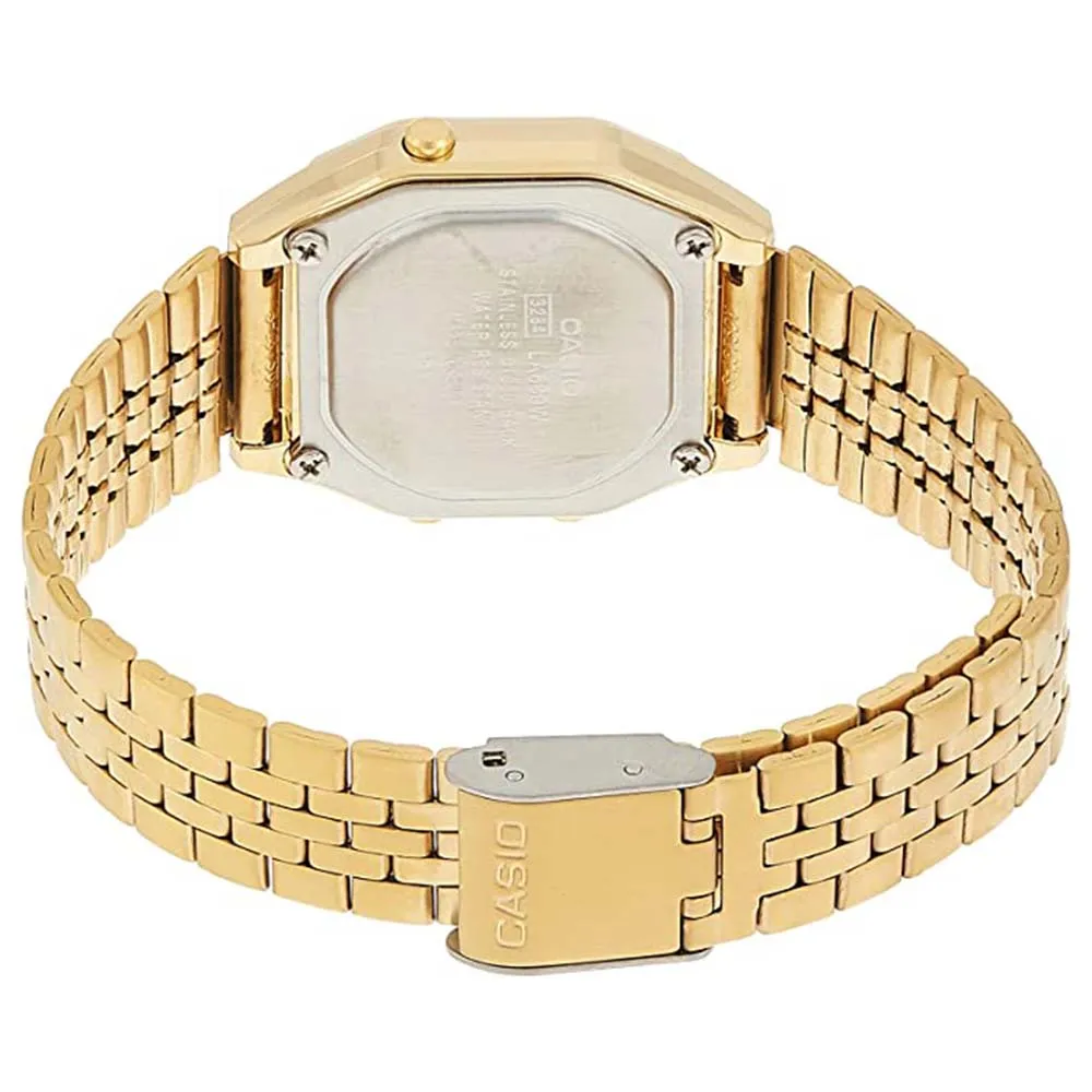 Casio Women's Gold Dial Stainless Steel Band Quartz Watch - LA680WGA-4CDF