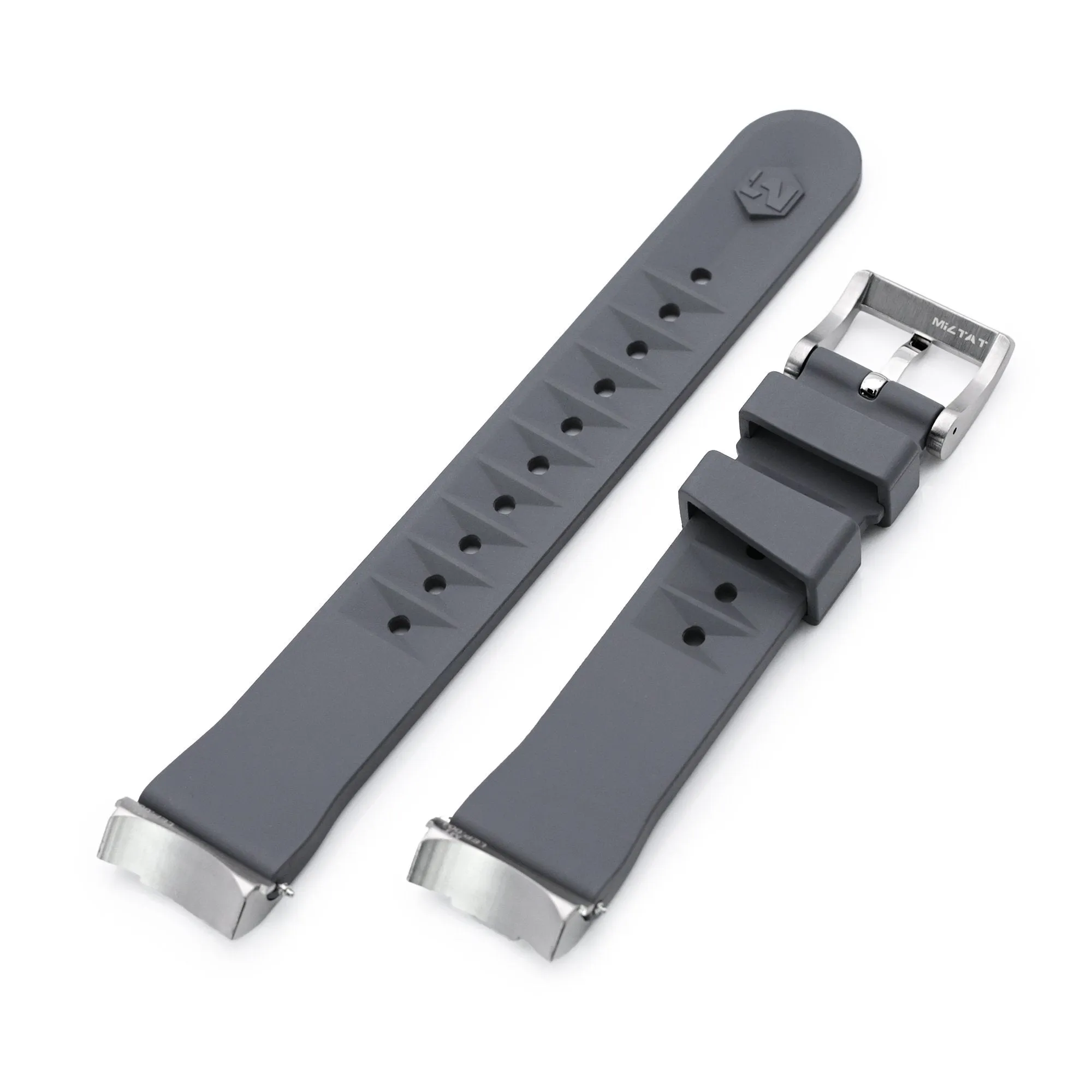 Chaffle Military Grey FKM Rubber   Add-on End Piece watch strap compatible with Seiko Sumo SPB103
