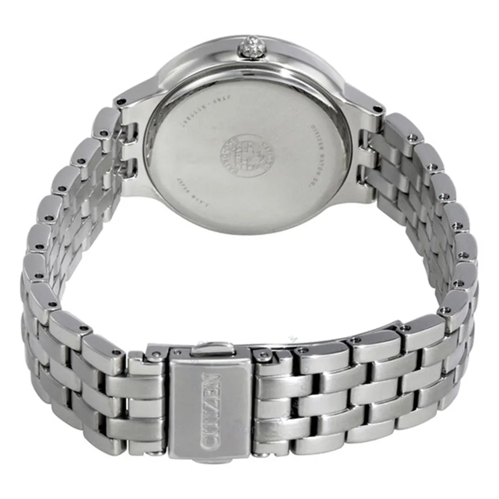 Citizen Eco-Drive Womens Silver-Toned Stainless Steel Band Blue Dial Watch - FE2080-56L