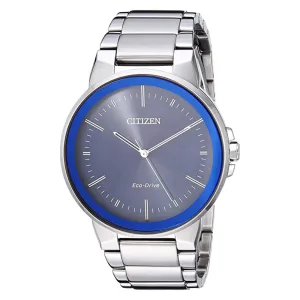 Citizen Men's Eco-Drive Japanese-Quartz Blue Dial Silver Band Stainless-Steel Strap Watch - BJ6510-51L