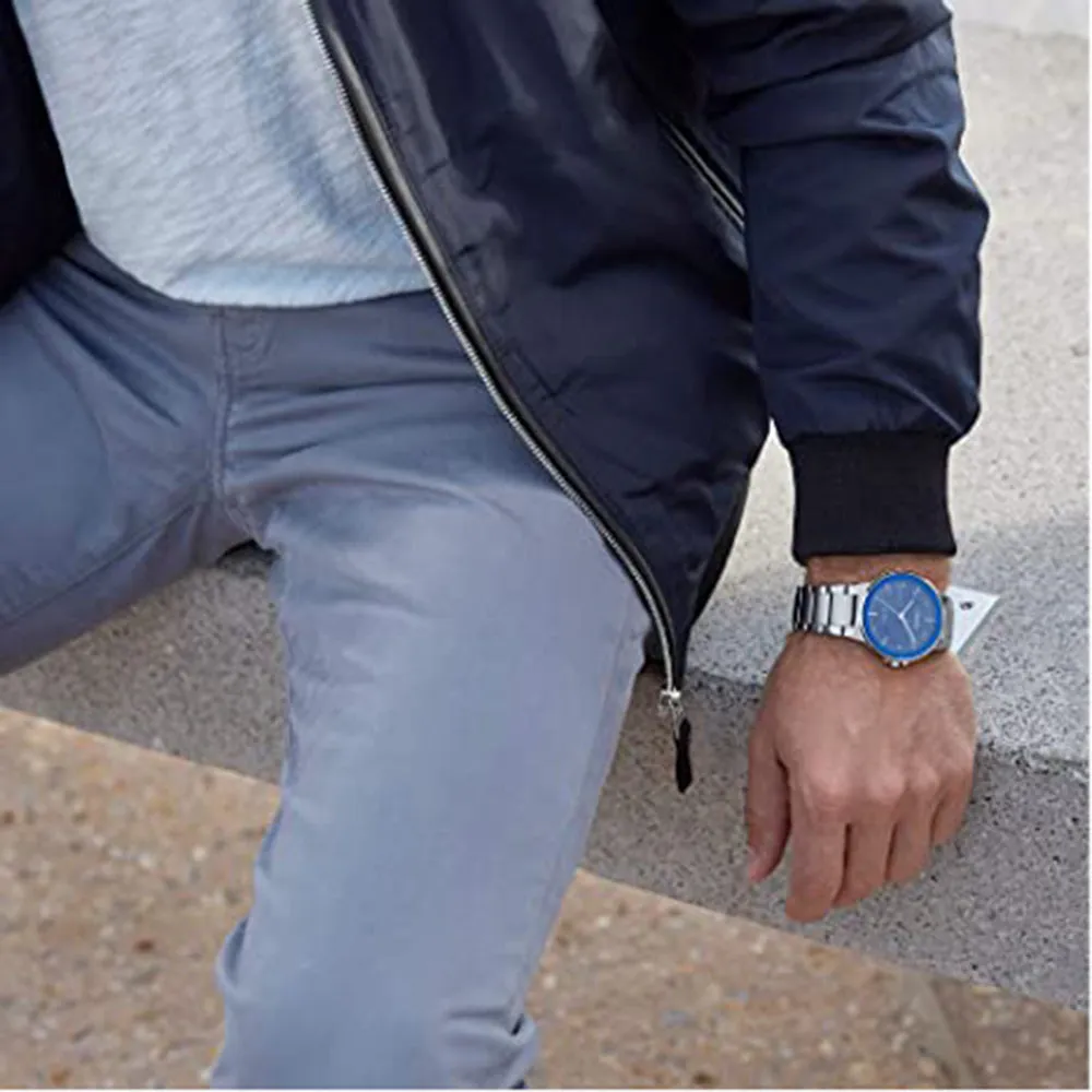 Citizen Men's Eco-Drive Japanese-Quartz Blue Dial Silver Band Stainless-Steel Strap Watch - BJ6510-51L