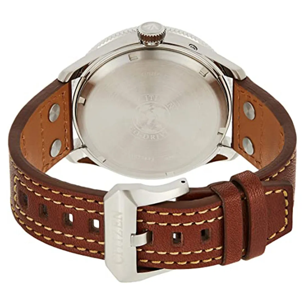 Citizen Mens Promaster Nighthawk Blue Dial Brown Band Stainless Steel Watch - BX1010-11L