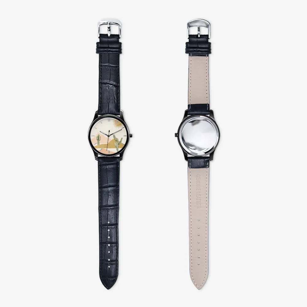 Classic Fashion Unisex Print Black Quartz Watch Desert Bohemian Theme